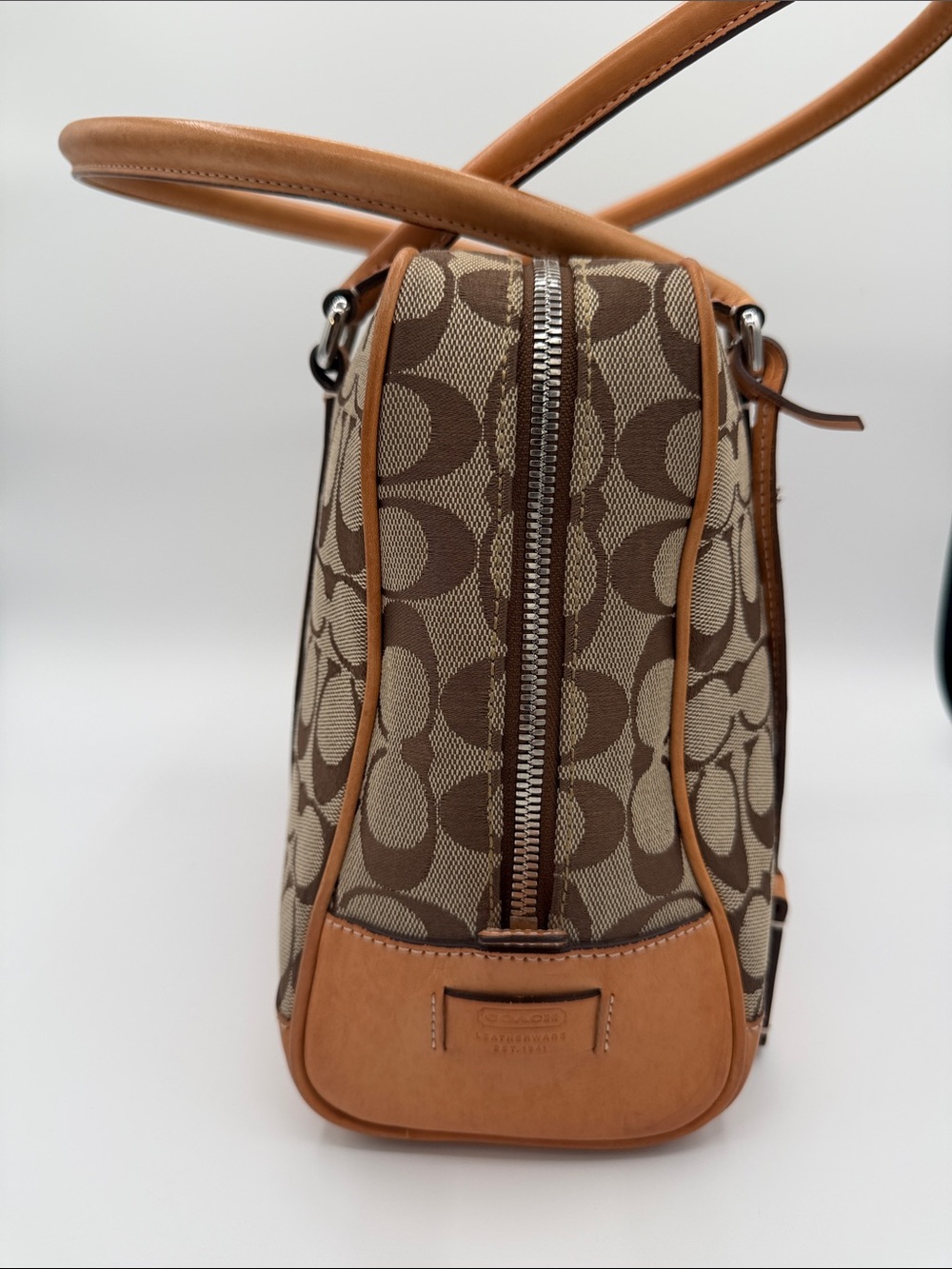 Coach Set Brown and Tan Signature Canvas Shoulder Dome Bag with Wallet 2000 - Picture 5 of 14